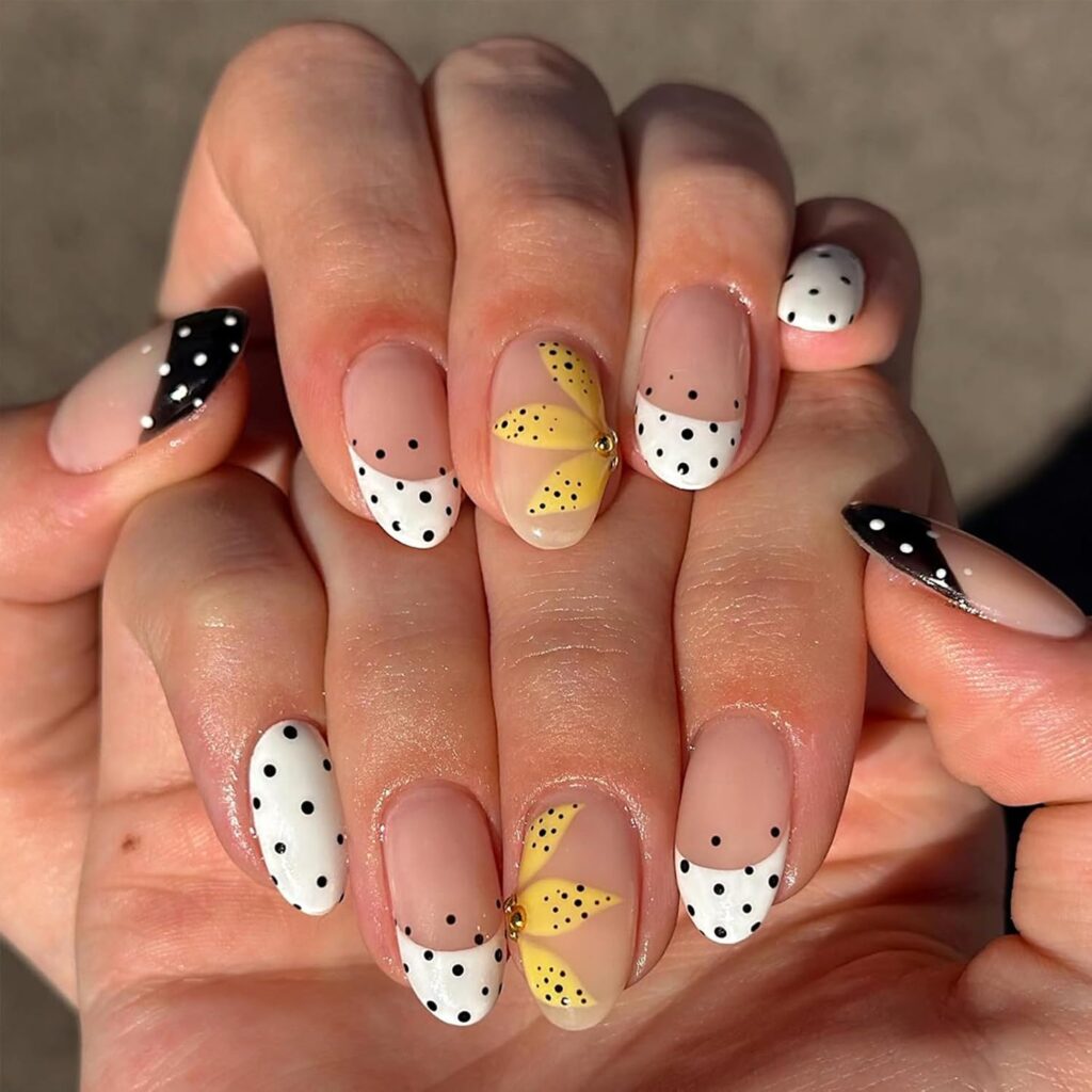 Chic Yellow Polka Dot Nails