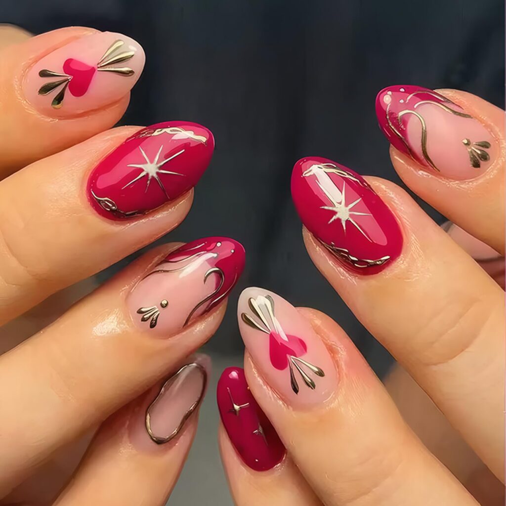 Heart & Star Accent Nails