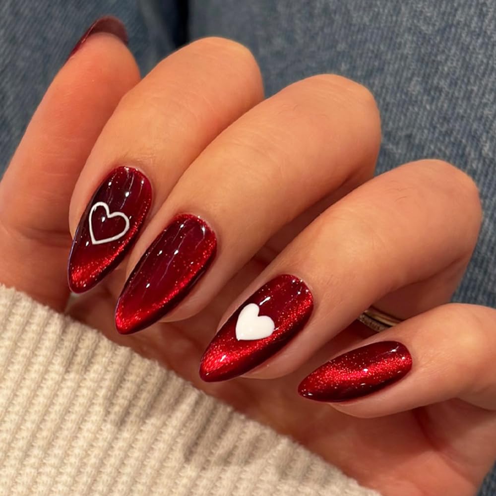 Almond Shape with Hearts