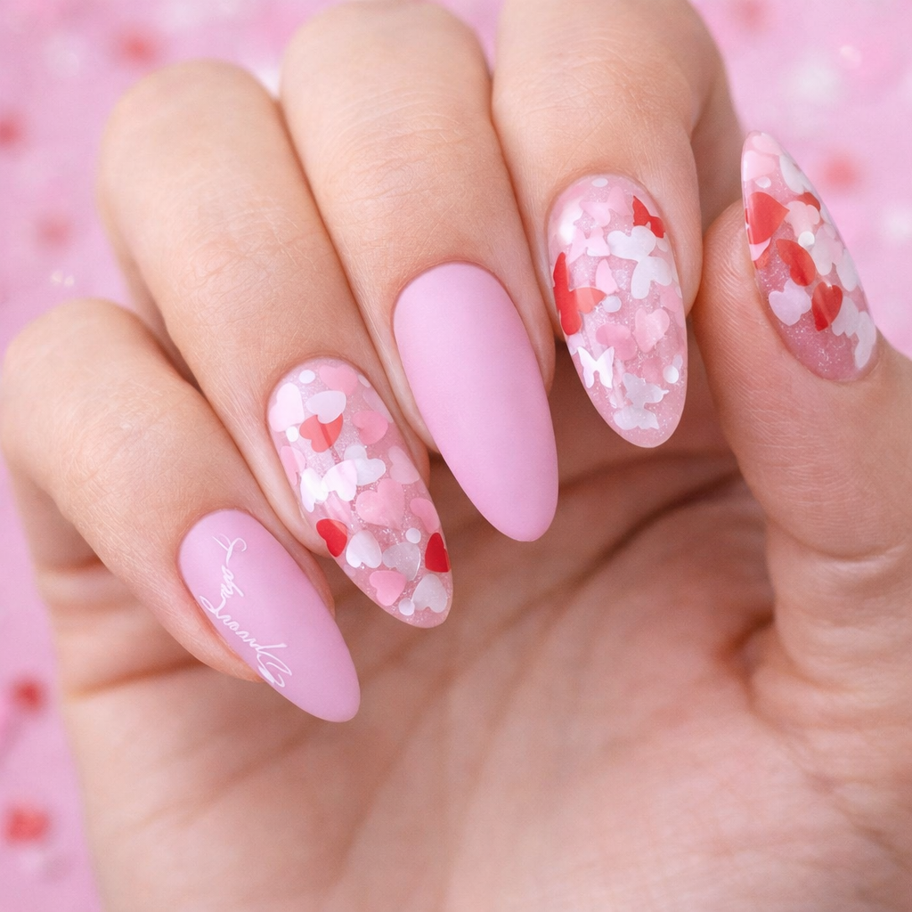 Valentine Confetti Nails
