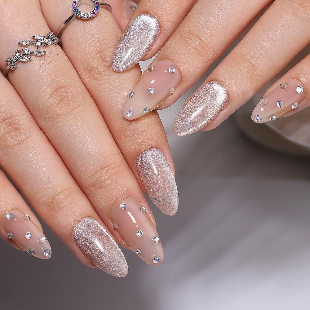 nails with crystals, glitter, or delicate designs