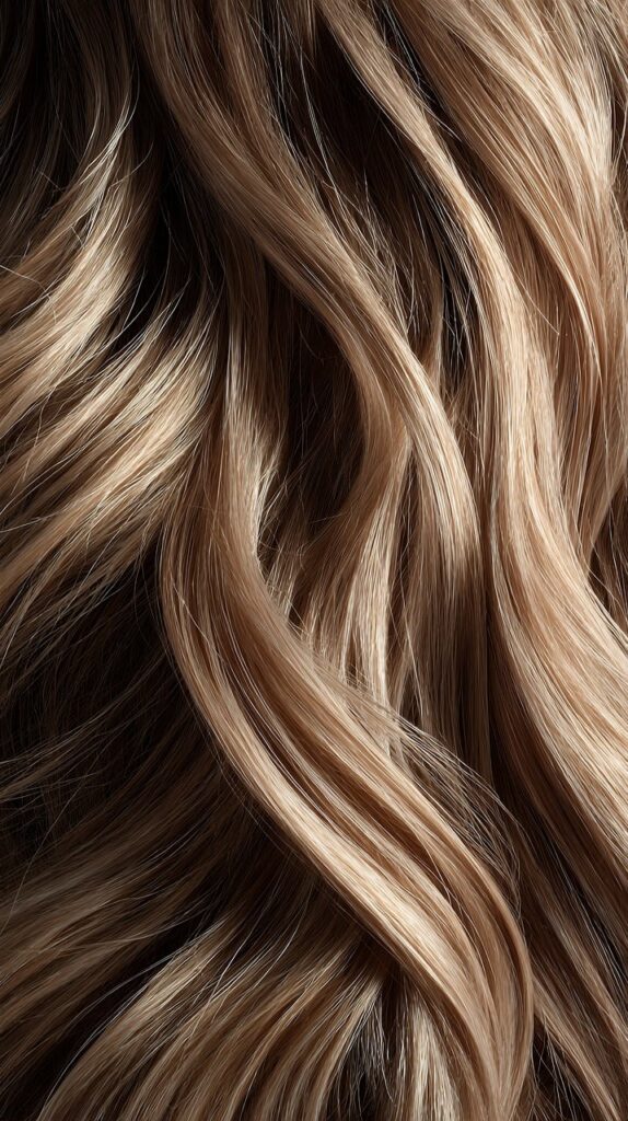 Close-up of shiny, healthy hair texture