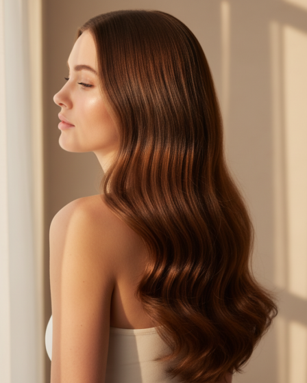 woman with shiny, healthy hair